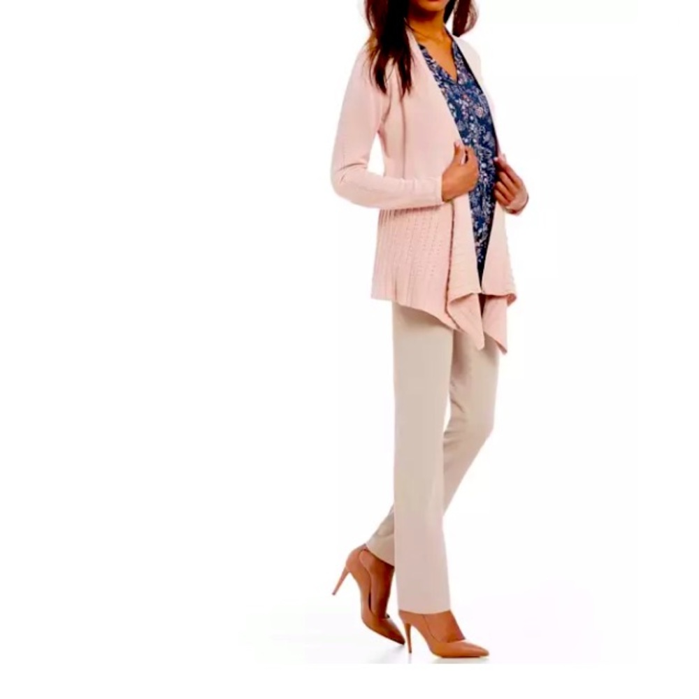 Ivanka Trump Cardigan Open Drape-Front dusty Pink